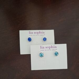 Lia Sophia Sapphire and Aqua Stud Earrings
